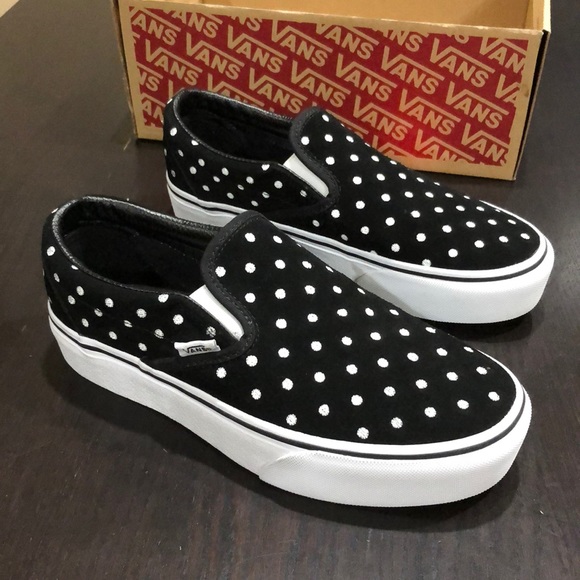 vans slip on platform polka dot